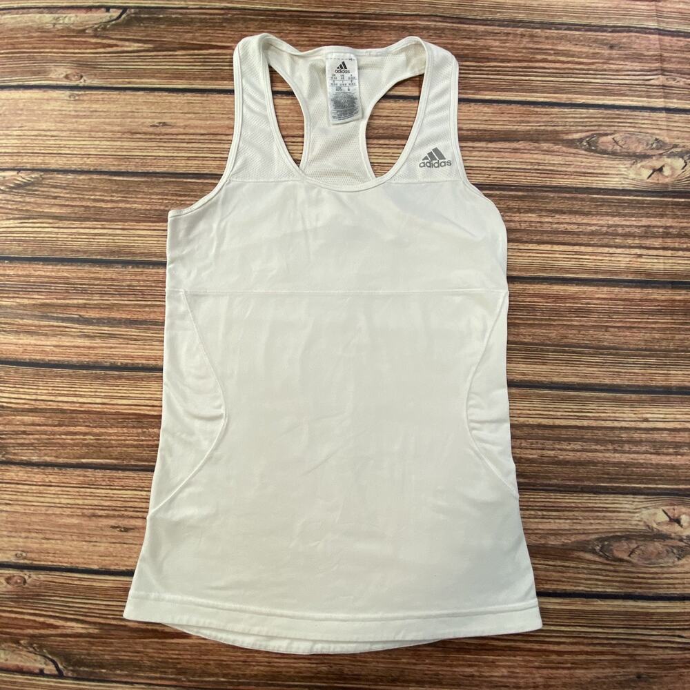 Adidas Tank Top Women's XS White Climalite Racerback Athletic Gym Shirt